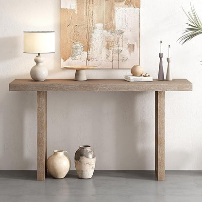 Uniquely Designed Oak Veneer Console Table, Modern Long Sofa Side Table with Distinctive Side Shapes, Suitable for Entryway, Hallway, Living Room, Foyer, Corridor,Easy Assembly (Natural-41RT)