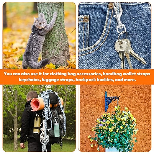 Therwen 24 Pcs Swivel Snap Hooks for Dog Leash Heavy Duty 2.76 Inch Flag Clasp Single Ended Clip Hooks Multipurpose Bolt Snap for Keychain Camera Strap Linking Pet Leash(Classic Style,0.59")