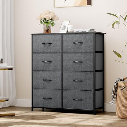 YITAHOME 8 Drawers Fabric Dresser - Storage Tower Unit Organizer Unit for Living Room & Closets - Sturdy Steel Frame & Easy Pull Fabric Bins