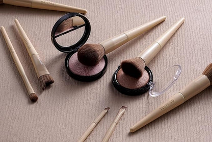 BS-MALL Professional Makeup Brush Set 18 Pcs Premium Synthetic Foundation Powder Concealers Eye Shadows Blush Makeup Brushes with Travel Case (Matte white beige)