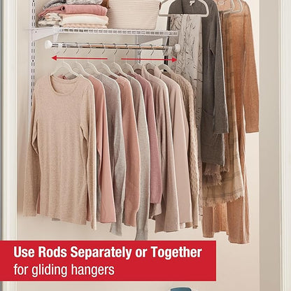 Rubbermaid Configurations Custom Closet Kit 3-6 Ft. Adjustable Metal Wire Shelving White Finish Expandable Organization System Hardware Included for Home Closet/Pantry/Laundry/Mudroom