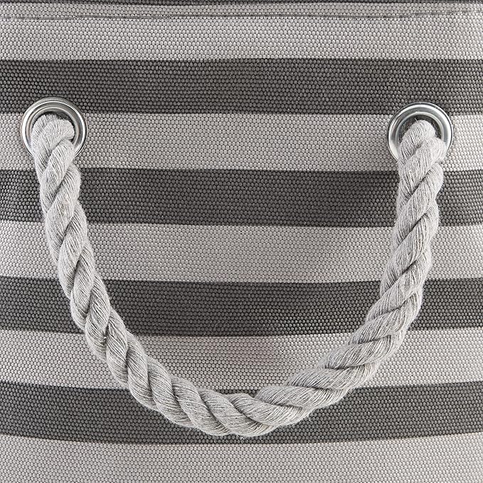 Bone Dry Pet Storage Collection Striped Paw Patch Bin, Medium Round, Gray