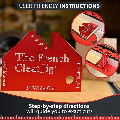Heavy Duty French Cleat Jig - for 2.5″ Wood System, Aluminum Alloy Guide for Precise French Cleat Cuts & Cleat Hanger Boards, DIY Workshop & Garage Wall Organizer Jig for Storage & Shelving
