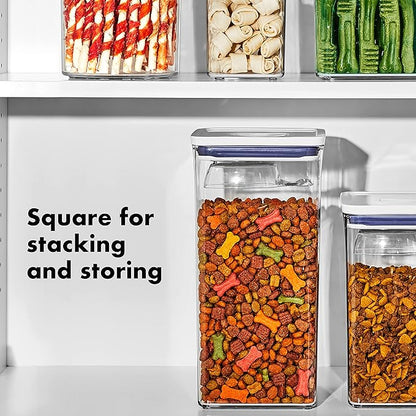 OXO Good Grips Pet POP Container – 6.0 Qt/5.7 L with Half Scoop, Ideal for up to 6.5lbs of Dog Food or 4.5lbs of Cat Food, Airtight Dog and Cat Food Storage Container, BPA Free, Clear