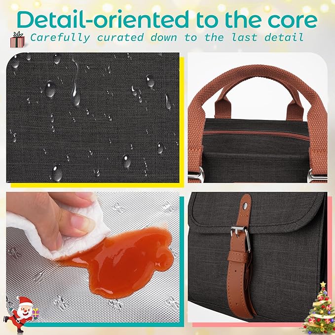 KIPBELIF Cute&Classy Roomy Insulated Lunch Bags for Women - Stylish & Functional Large Tote Adult Lunch Box for Working & Picnic(Extra Large,Classic Black)