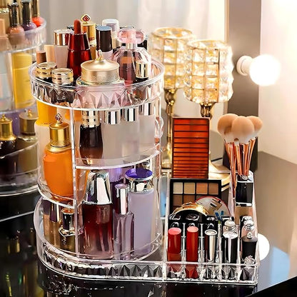 Large Capacity Rotating Acrylic Cosmetic Storage,360 Degree Makeup Organizer Adjustable Cosmetic Storage for Perfume Skincare Jewelry Display Dresser