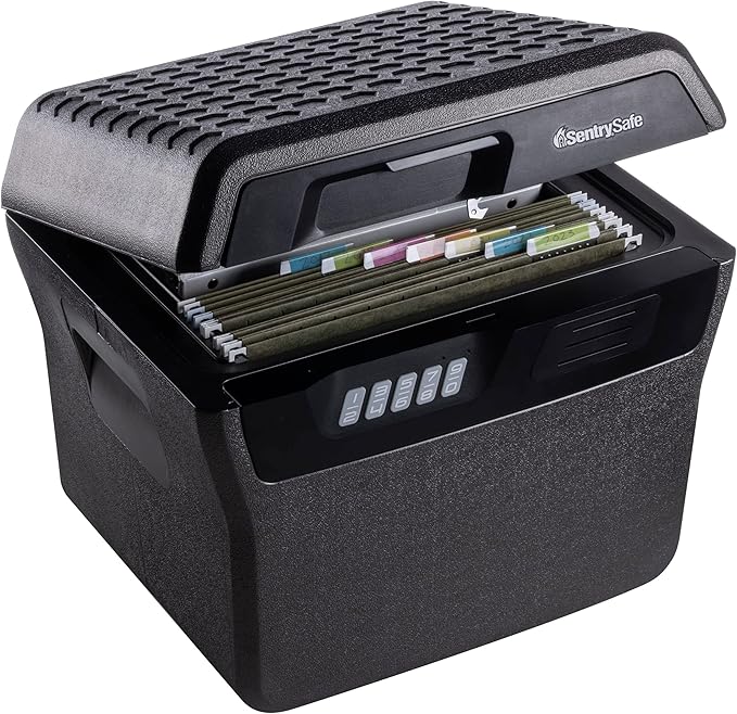 SentrySafe Charcoal Gray Waterproof and Fireproof Safe, Lock Box with Keypad for Documents and Hanging File Folders, Exterior: 14.1 x 16.6 x 13.8 Inches, ‎FHW40300