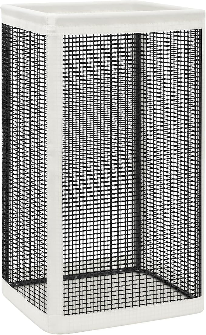 STORAGE MANIAC Mesh Laundry Hamper, 23.7 Gal. Tall Laundry Basket for Airflow, Strong Metal Dirty Clothes Hamper for College Dorm, Bedroom, Bathroom, Clothes Bin, White & Black