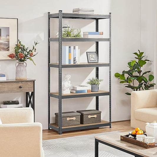Topeakmart 5-Tier Garage Storage Shelving Unit Adjustable Metal Shelves Heavy Duty Utility Shelves Storage Racks-Dark Gray, 35.5 x 16 x 71 Inch