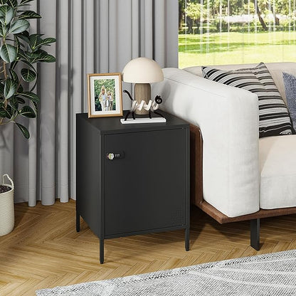 Metal Lokcer Cabinet (Black, 15.75" D x 15.75" W x 21.26" H)