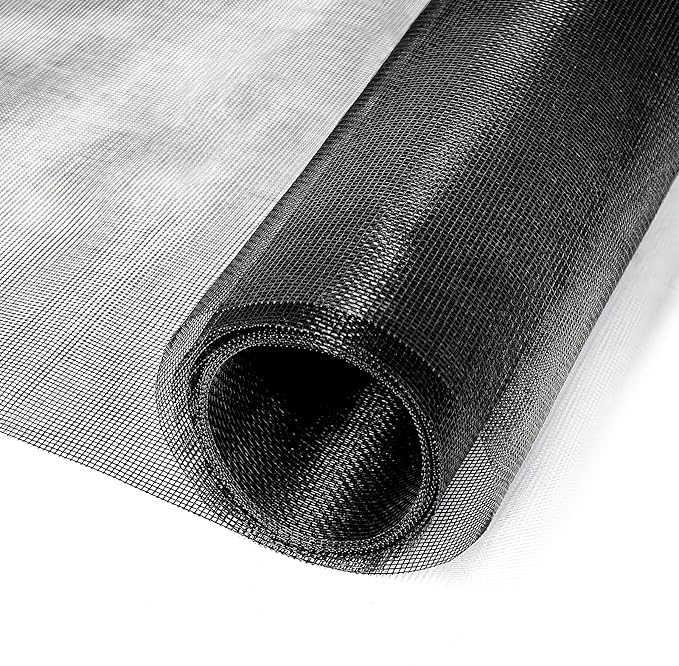 King&Charles Window Screen Door Mesh, Window Screen Replacement/Repair Kit, 48”x118” Fiberglass Black Mesh, Durable&Visibility & Cuttable & Washble, Easy to Replace/Install/DIY