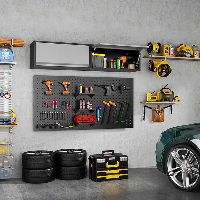 Metal Garage Wall Cabinet, Floating Garage Tool Cabinets with Up-Flip Door,13.8''H Hanging Wall Mounted Storage Cabinet for Garage, Warehouse, Kitchen, Bathroom, Workshop, RV, Gray