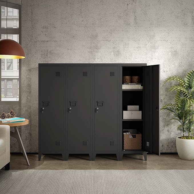 MIOCASA Metal Cabinet Home Office Storage Cabinets with Doors and Shelves Lockable File Cabinet Organizer Coat Lockers for Kids