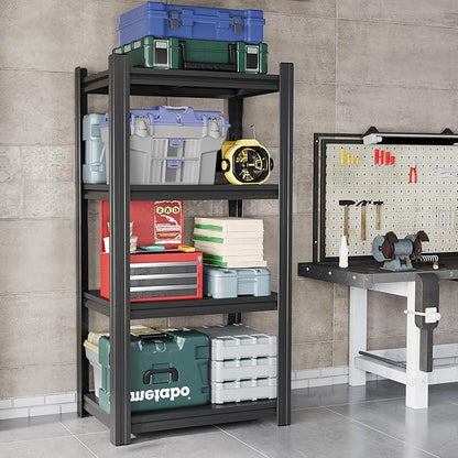 32"W Metal Garage Shelving Unit, Heavy Duty Adjustable Storage Rack, Steel Shelving, Industrial Metal Shelves for Heavy Tools and Equipment, Ideal for Garage, Basement, Kitchen 4-Tier 44"Hx32"Wx14"D