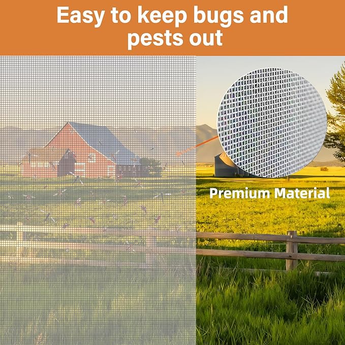 Window Screen Replacement Kit Width:48in Length:158 Fiberglass|Includes Full Set of Tools | Suitable for Windows, Screen Doors, and Courtyards | UV Resistant and Durable | Easy to Install