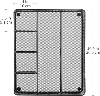Amazon Basics Mesh Drawer Organizer, Black | Pack of 4