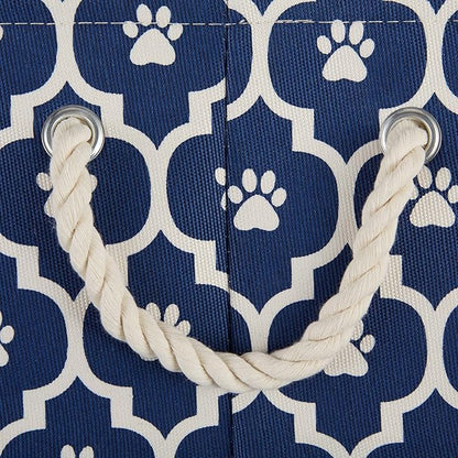 Bone Dry Pet Storage Collection Lattice Paw Print, Nautical Blue, Small Round