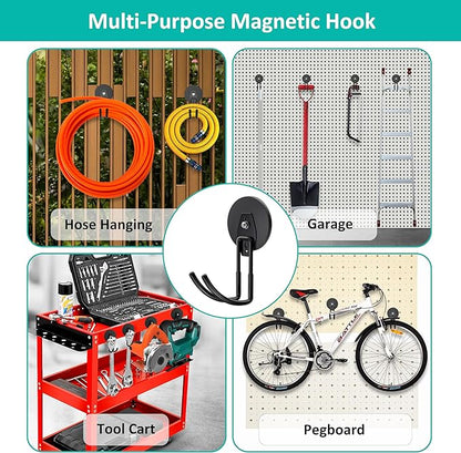 ENUODA Strong Magnetic Hooks Heavy Duty Magnetic Garage Hook, Large Magnet Hooks for Hanging Garden Tool, Broom, Shovel, Hose, Extension Cord, Container, Tool Chest, Shed, Storage & Organization, 2PCS