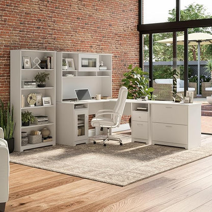 Bush Home Cabot 2 Drawer Lateral File Cabinet in White, Home Office Chest for Letter, Legal, and A4-size Document Storage