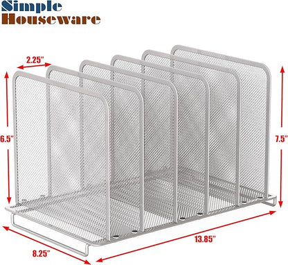 Simple Houseware Expandable 5 Section Upright File Sorter Organizer, Silver