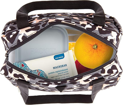 PackIt Freezable Hampton Lunch Bag, Wild Leopard Gray, Built with EcoFreeze Technology, Collapsible, Reusable, Zip Closure with Front Pocket and Shoulder Straps, Perfect for Tweens and Adults
