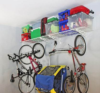 SafeRacks Wall Shelves - 2 Pk 18"x48" Wall Mountable Shelving Unit for Storage Rack, Pantry Shelves, Utility Shelving, Heavy Duty Shelves w/ 4 Versatile Accessory Hooks, 500lbs Capacity, White