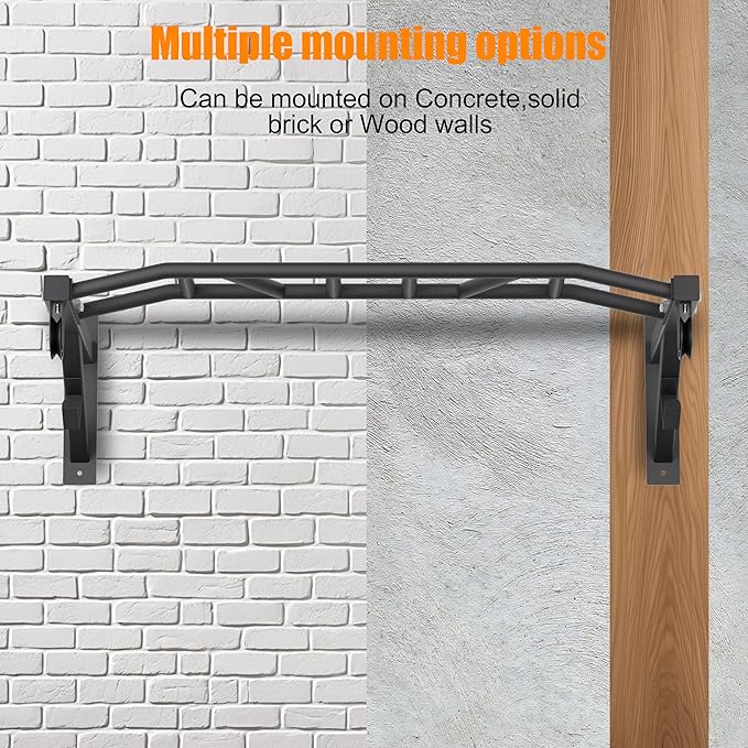 Upgrade Pull Up Bar Wall Mounted,Heavy Duty Multi Grip Chin Up Bar for Strength Training, 600 lbs Capacity, Durable Steel Construction, Perfect for Home and Garage Workouts