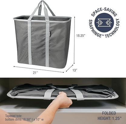 CleverMade Collapsible Laundry Caddy – Foldable Laundry Hamper & Tote, XXL 64L Pop-Up Laundry Basket with Handles, Space-Saving Laundry Organizer for Home & Travel, 2 Pack - Charcoal Gray
