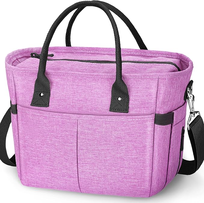 KIPBELIF Cute&Classy Roomy Insulated Lunch Bags for Women - Stylish & Functional Large Tote Adult Lunch Box for Working & Picnic(Extra Large,Purple)