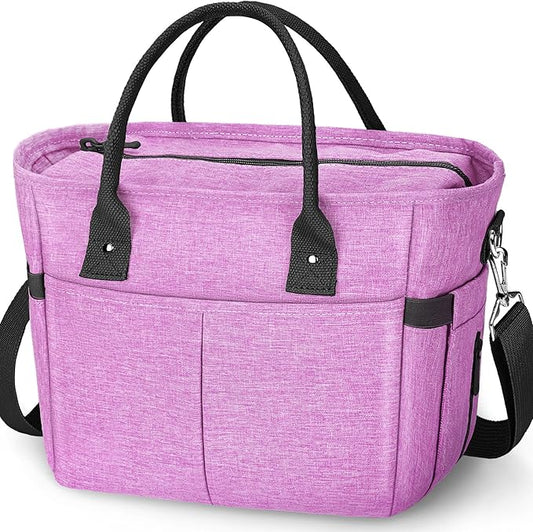KIPBELIF Cute&Classy Roomy Insulated Lunch Bags for Women - Stylish & Functional Large Tote Adult Lunch Box for Working & Picnic(Extra Large,Purple)
