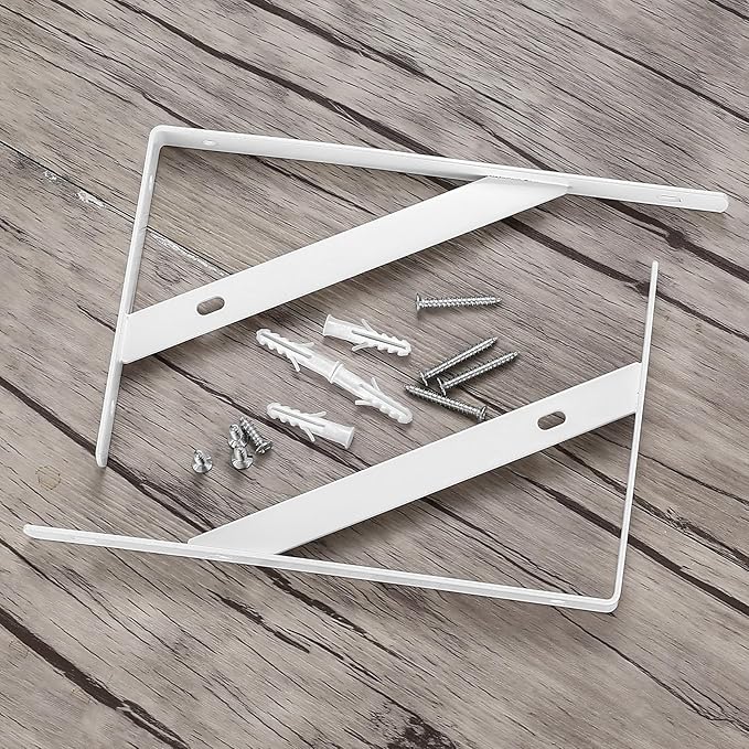 8 Pcs Heavy Duty Shelf Brackets, Floating Metal Shelf Brackets, Metal Wall Mount L Shaped Shelves Support Angle Brackets for Heavy Duty Floating Shelves Shelf Brackets (7.87x4.72 inch White)