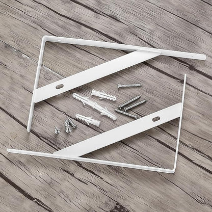 8 Pcs Heavy Duty Shelf Brackets, Floating Metal Shelf Brackets, Metal Wall Mount L Shaped Shelves Support Angle Brackets for Heavy Duty Floating Shelves Shelf Brackets (7.87x4.72 inch White)