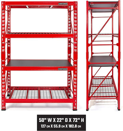 CRAFTSMAN 2-Shelf 3-Foot Tall Stackable Tool Chest Depth Storage Rack, 2-Pack, Red
