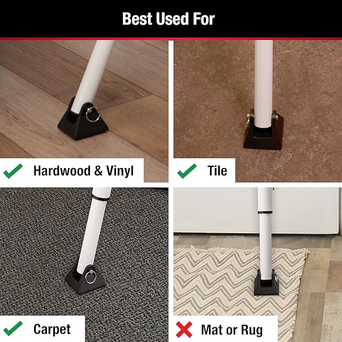 Master Lock Sliding Door Stopper and Door Security Bar, Adjustable for Hinged and Sliding Doors, Compact Enough to Travel for Hotel Security, White, 270EC