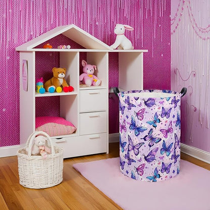 HIYAGON Butterfly Baby Laundry Basket & Toy Storage Bin, Purple Butterfly