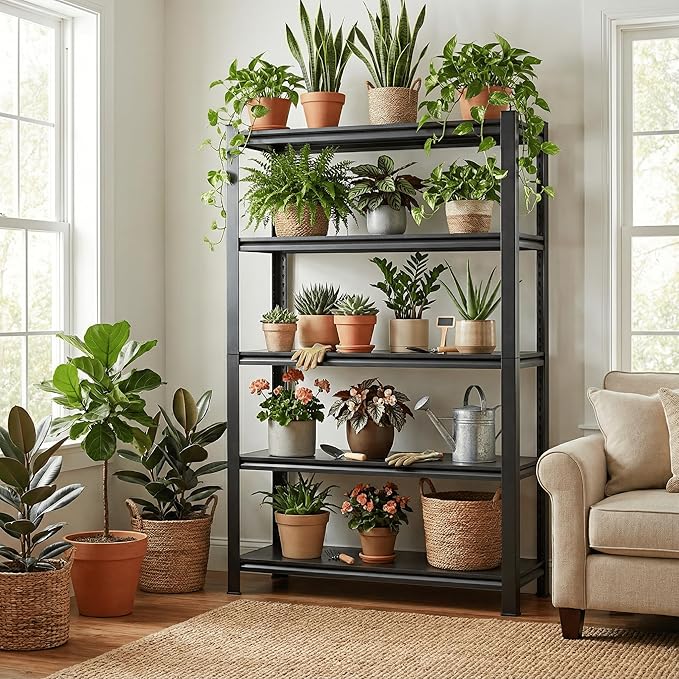 5-Tier Heavy Duty Storage Shelves with Lockable Casters - 3000LBS Capacity with No-Sag Aluminum Boards, Commercial Storage Rack for Garage, Warehouse, Kitchen, 72" Hx31.5 Wx17 D