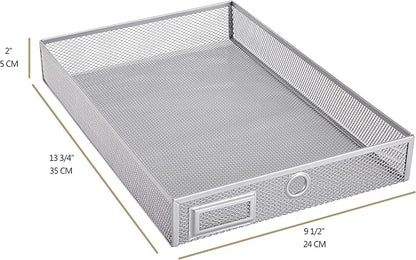 Annova Desk Organizer Wire Mesh 3 Tier Sliding Drawers Paper Sorter/Multifunctional/Premium Solid Construction for Letters, Documents, Mail, Files, Paper, Kids' Art Supplies (Silver)