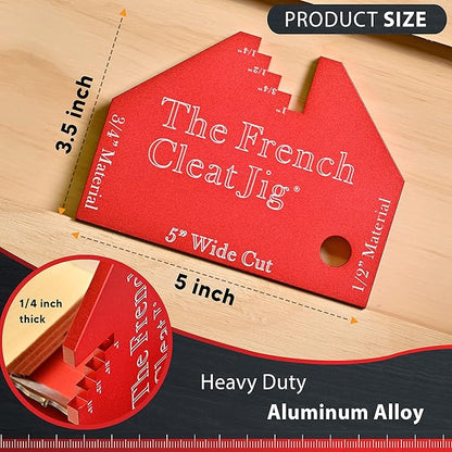 Heavy Duty French Cleat Jig - for 2.5″ Wood System, Aluminum Alloy Guide for Precise French Cleat Cuts & Cleat Hanger Boards, DIY Workshop & Garage Wall Organizer Jig for Storage & Shelving
