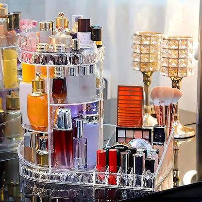 Large Capacity Rotating Acrylic Cosmetic Storage,360 Degree Makeup Organizer Adjustable Cosmetic Storage for Perfume Skincare Jewelry Display Dresser