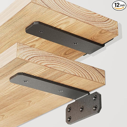 SKYSEN 12 Pack 6" Floating Shelf Bracket, Shelves Brackets, Wood Shelving Brackets Hardware - Heavy Duty - 4/6/8/10/12 inch - Real Hidden Bracket Design（tzj6-12）