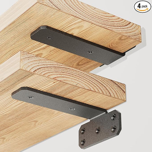SKYSEN 4 Pack 6" Floating Shelf Bracket, Shelves Brackets, Wood Shelving Brackets Hardware - Heavy Duty - 4/6/8/10/12 inch - Real Hidden Bracket Design（tzj6-4）