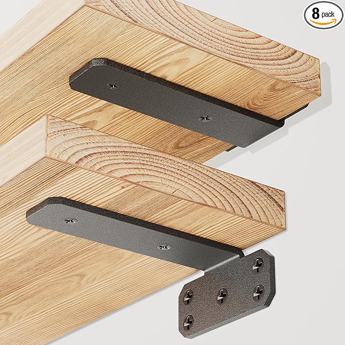 SKYSEN 8 Pack 6" Floating Shelf Bracket, Shelves Brackets, Wood Shelving Brackets Hardware - Heavy Duty - 4/6/8/10/12 inch - Real Hidden Bracket Design（tzj6-8）