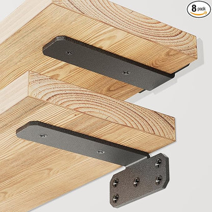 SKYSEN 8 Pack 6" Floating Shelf Bracket, Shelves Brackets, Wood Shelving Brackets Hardware - Heavy Duty - 4/6/8/10/12 inch - Real Hidden Bracket Design（tzj6-8）