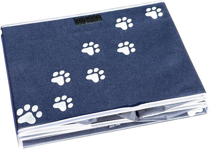Feline Ruff Large Dog Toys Storage Box 16" x 12" Pet Toy Storage Basket with Lid. Perfect Collapsible Canvas Bin for Cat Toys and Accessories Too! (Blue)