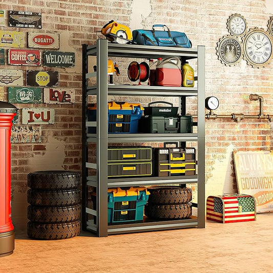 71" H|35" W All-Metal Garage Shelving Unit and Storage-Easy Assembly Shelves 5-Tier Rack|Heavy-Duty Adjustable Shelf|Steel Shelves for Industrial,Warehouse,Basement (16" D x 35.4" W x 71" H)