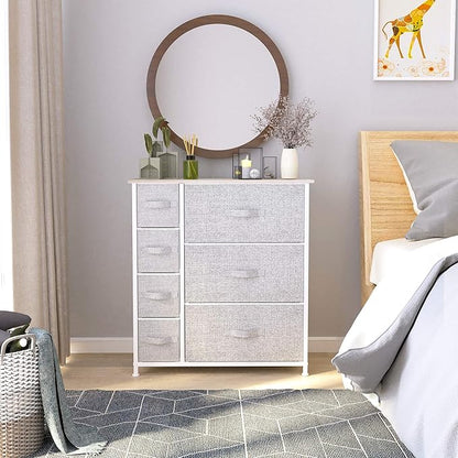 YITAHOME Dresser with 7 Drawers - Fabric Storage Tower, Organizer Unit for Living Room, Hallway - Sturdy Steel Frame, Wooden Top & Easy Pull Fabric Bins