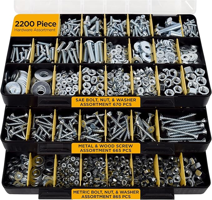Jackson Palmer 2251 Piece Hardware Assortment Kit with Screws, Nuts, Bolts & Washers (3 Trays)…