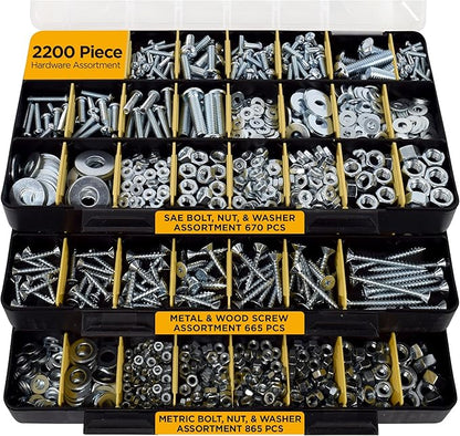 Jackson Palmer 2251 Piece Hardware Assortment Kit with Screws, Nuts, Bolts & Washers (3 Trays)…