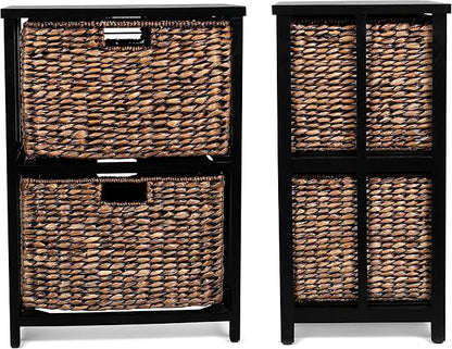 BIRDROCK HOME 2 Tiered File Cubby w/Wood Top - File Cabinet, Home Office Storage, Nightstand, Decorative Wooden Organizer | Desk, Modern Table, Shelves, Side Table, Craft Furniture - Brown Wash