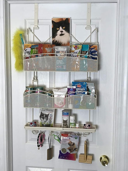 Over The Door #3300 Hanging Storage for Keys and Pet Supplies, All in One Rack in Bone Color
